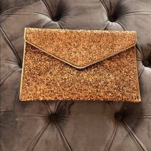Rebecca Minkoff glitter Leo clutch
